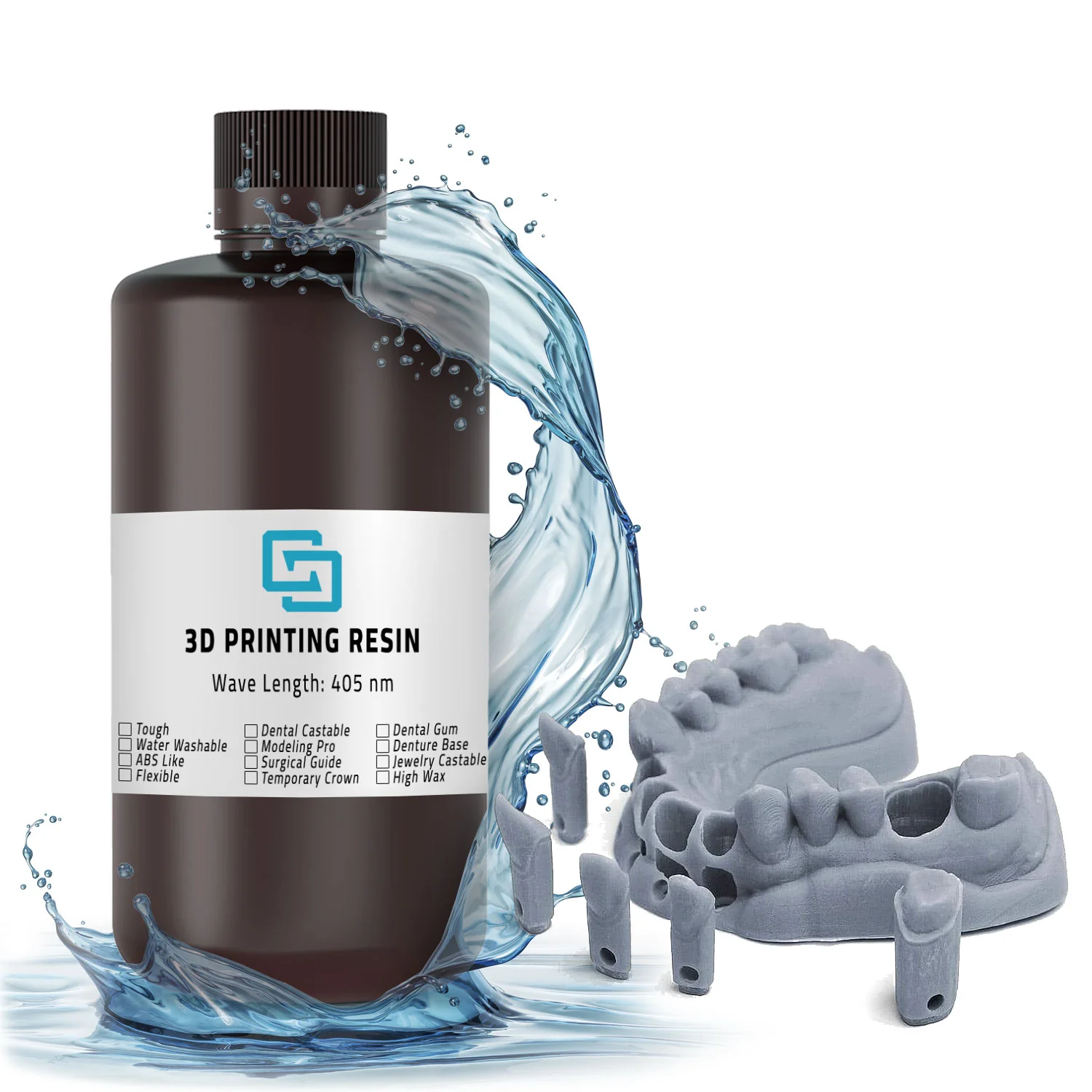 رزين عالي الدقة خاص بصناعة الأسنان قابل للغسل بالماء Dental Modeling Resin 500g Water Washable - Image 2