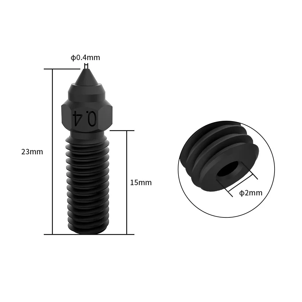 نوزل الطباعة مصنوع من الفولاذ المقسى K1 قياس 0.4 ملم (Hardened Steel) - Image 4