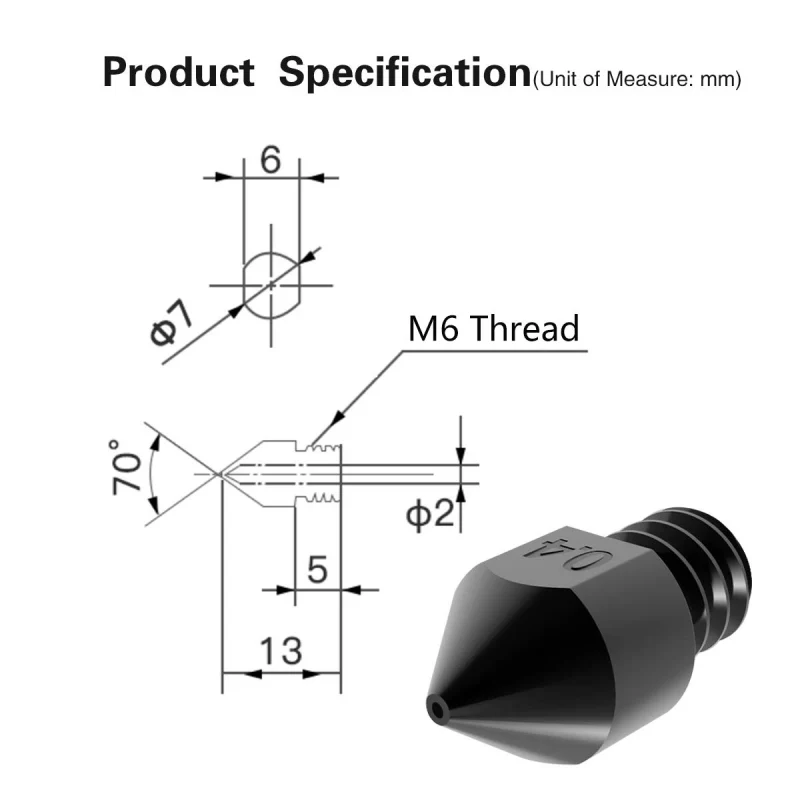 نوزل الطباعة MK8 من الفولاذ المقسى قياس 0.4 ملم (Hardened Steel) - Image 4