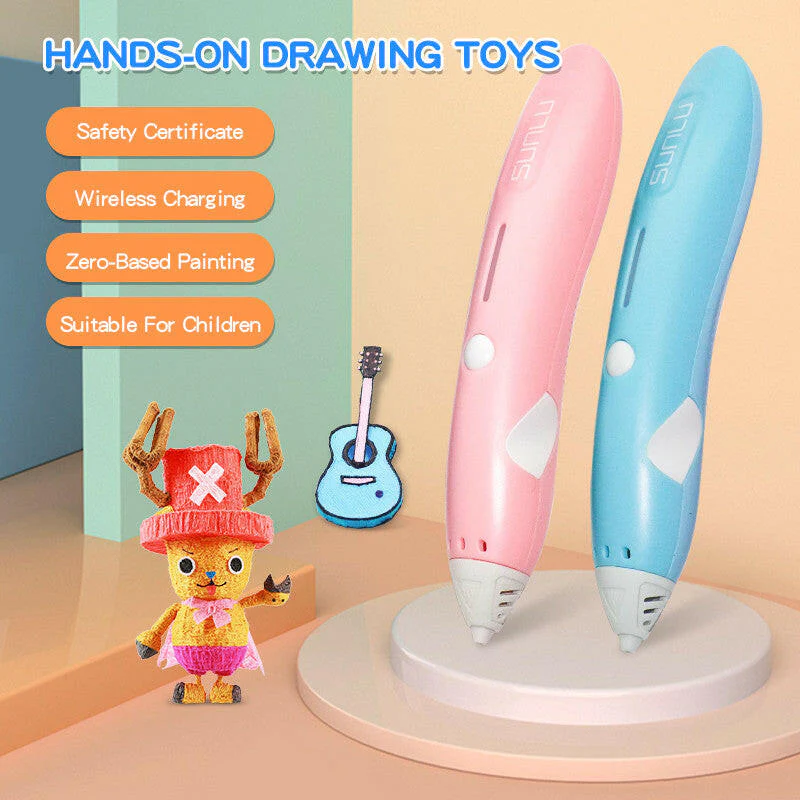 3D Pen قلم الرسم ثلاثي الأبعاد للأطفال منخفض الحرارة - يعمل بالشحن - Image 9