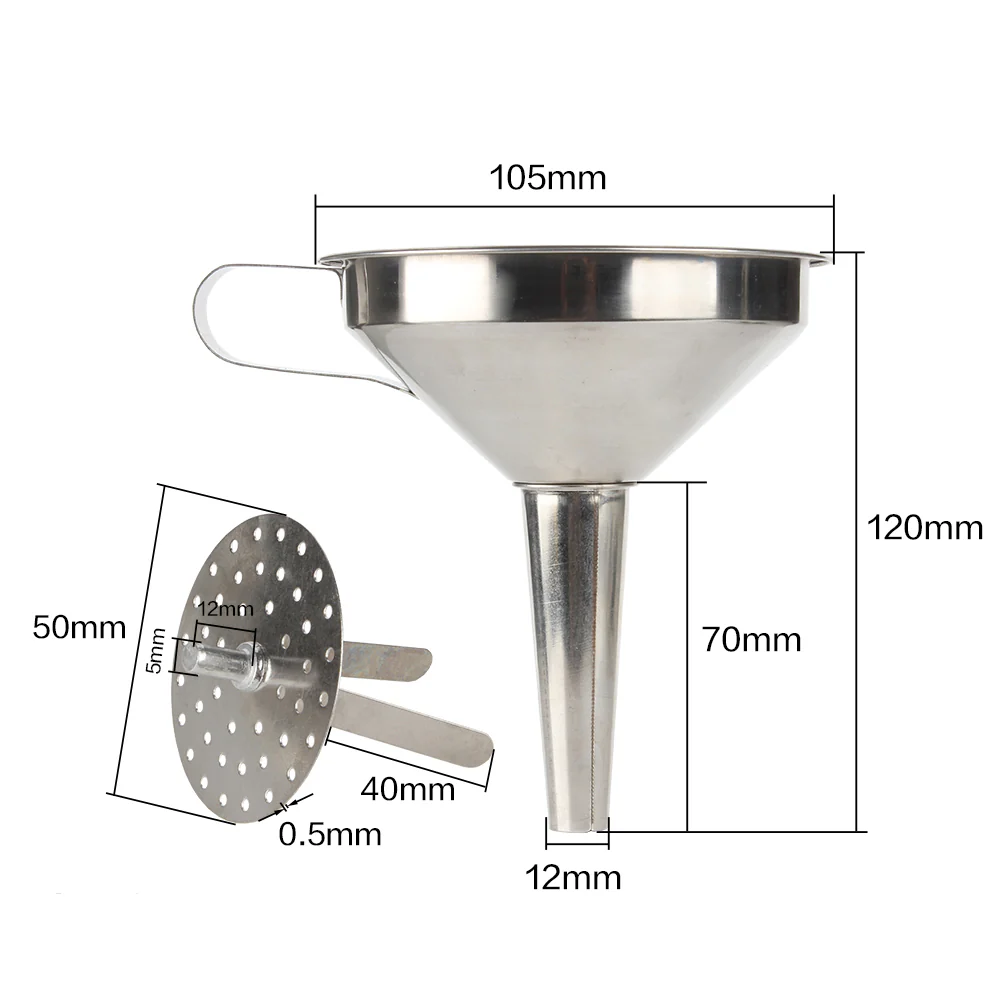 قمع ستانليس ستيل مع مصفاة – Stainless Steel Funnel with Strainer - Image 3